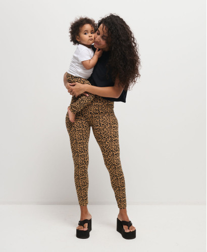 Mom/kids camel leopard leggings set