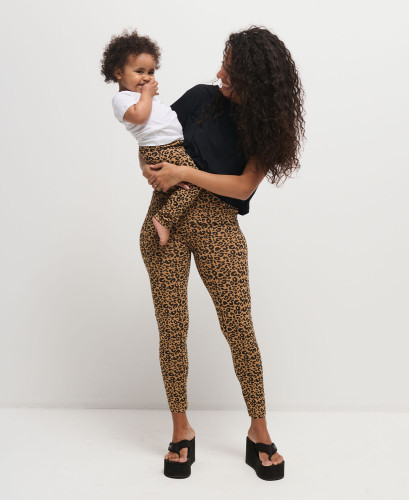 Mom/kids camel leopard leggings set