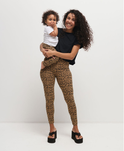 Mom/kids camel leopard leggings set