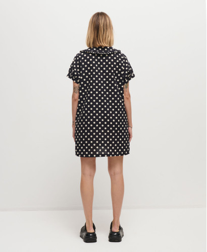 Diana Schwarzes, ecrufarbenes, gepunktetes Baumwollkleid