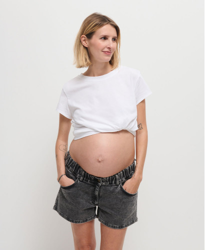 Gray Straight Pregnancy Shorts