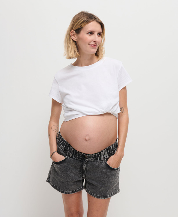 Short Grossesse Denim Gris