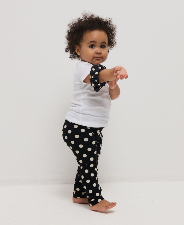 Organic Cotton Black Polka Dots Kids Leggings