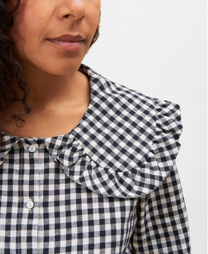 Tulsa Black Gingham Linen Pregnancy Shirt