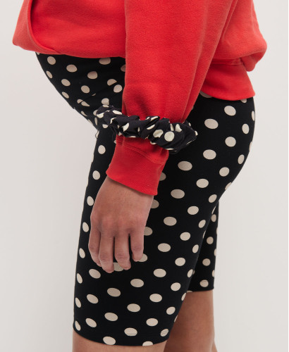 Maxi Black Polka Dot Cotton Scrunchie