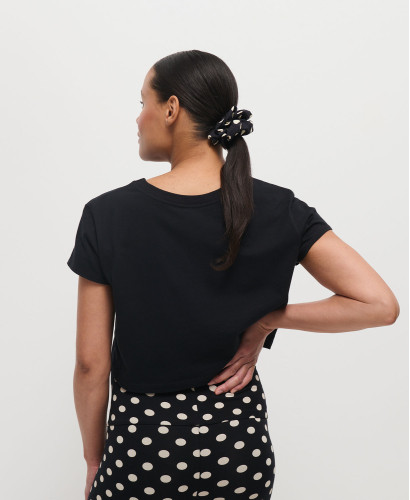 Maxi Black Polka Dot Cotton Scrunchie