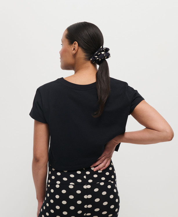 Maxi Black Polka Dot Cotton Scrunchie