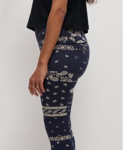 Legging Grossesse Bandana Marine Coton Bio
