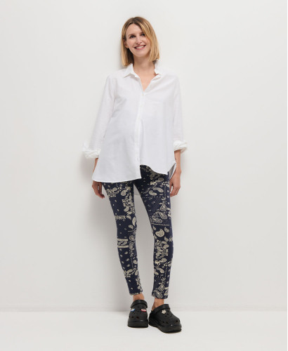 Legging Grossesse Bandana Marine Coton Bio