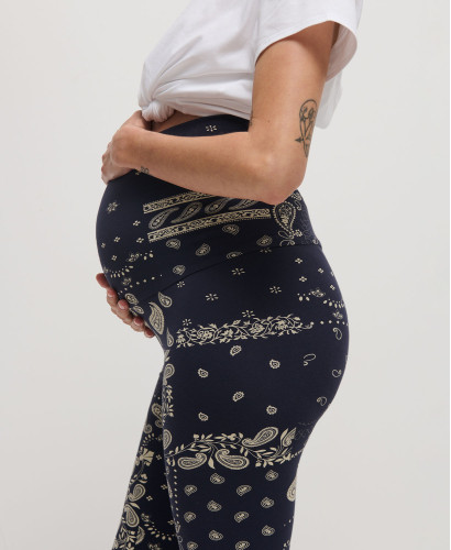 Legging Grossesse Vichy Bleu l Leggings Cool Essentiel Femme Enceinte -  Bandana 