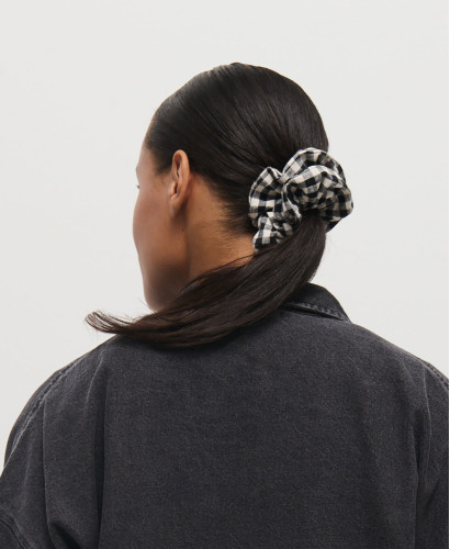 Maxi-Haargummi Leinen Vichy Schwarz
