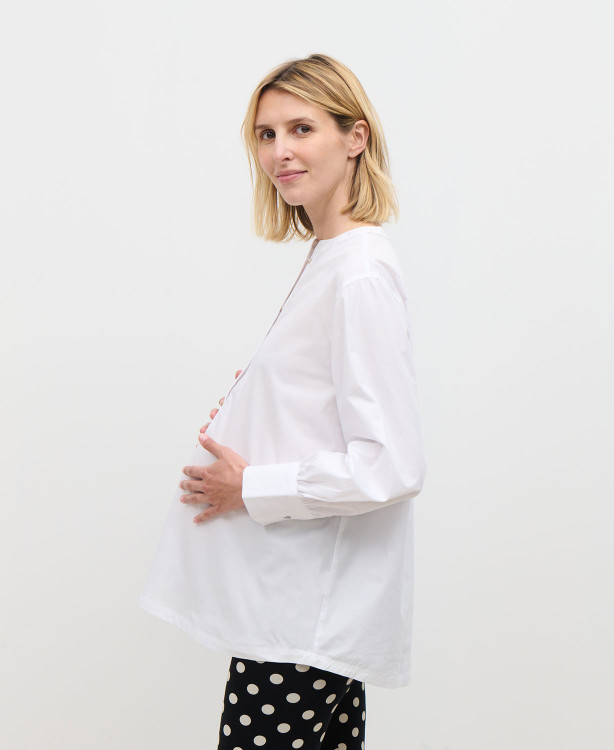 Weiße Baumwollpopeline-Bluse Noa