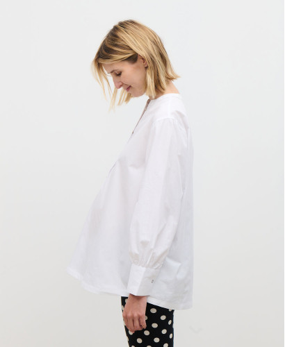 Blouse Popeline Coton Blanc Noa