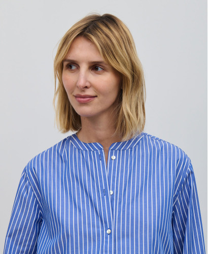 Noa Maternity Blouse Cotton Poplin White l Elegant Tops & Shirts -  Blue/White 