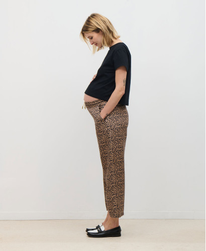 Pregnancy Trousers Lyocell Leopard Maria