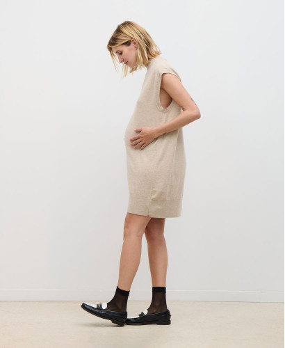 Ada Beige Wollpulloverkleid