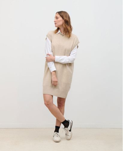 Ada Beige Wollpulloverkleid