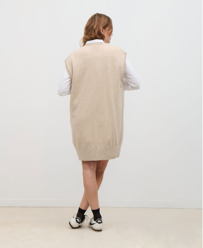 Ada Beige Wollpulloverkleid