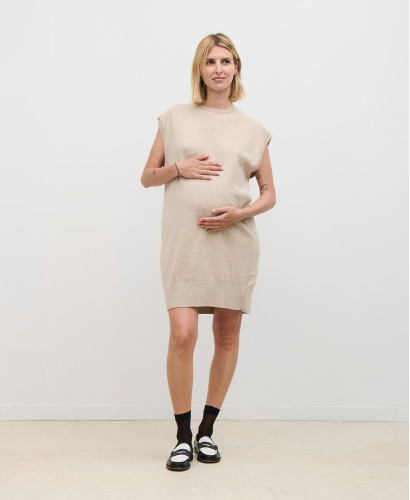 Ada Beige Wollpulloverkleid