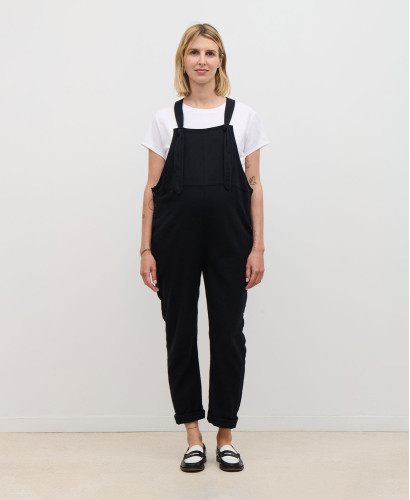 Arizona Black Cotton Flannel Maternity Overall