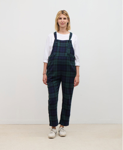 Black Flannel Cotton Pregnancy Overall l Stylish & Cool Maternity -  Checks 