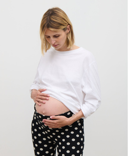 White Organic Cotton Long Sleeves Pregnancy T-shirt