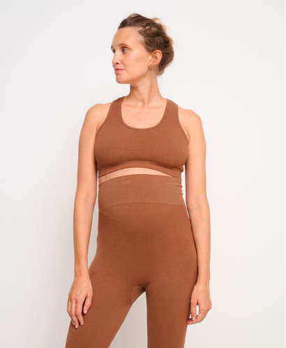 Organic Cotton Rib Seamless Pregnancy Brown Bra