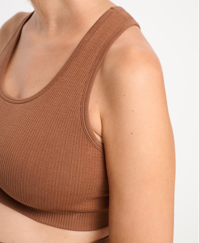 Organic Cotton Rib Seamless Pregnancy Brown Bra