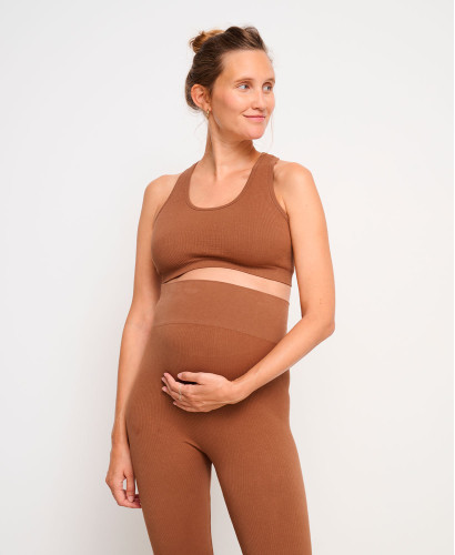 Organic Cotton Rib Seamless Pregnancy Brown Bra