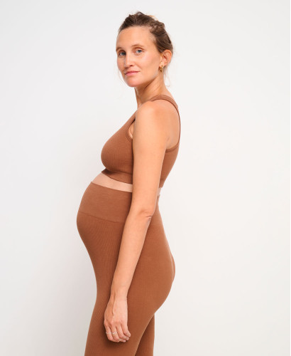 Organic Cotton Rib Seamless Pregnancy Brown Bra