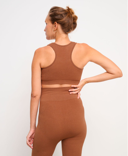 Organic Cotton Rib Seamless Pregnancy Brown Bra