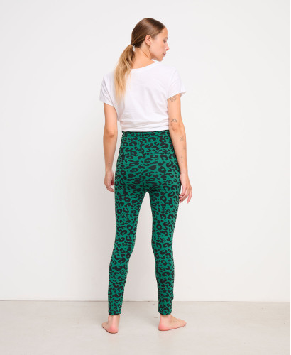 Green Organic Cotton Leopard Pregnancy Leggings