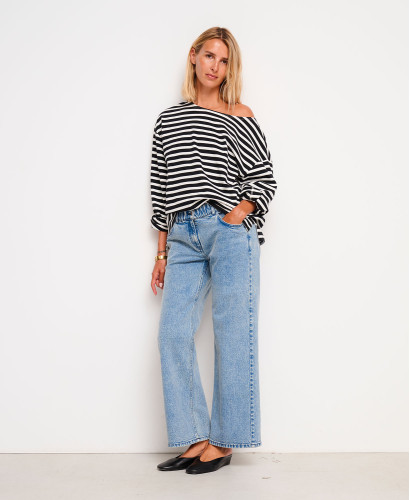 Striped Black Heavy Cotton Maternity Top