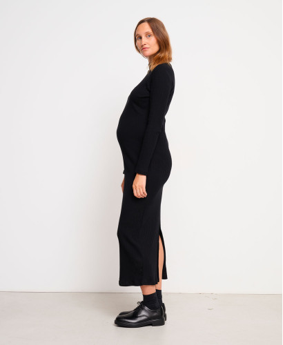 Robe Grossesse Longue Noire Près du Corps l Robes Maternité Élégantes