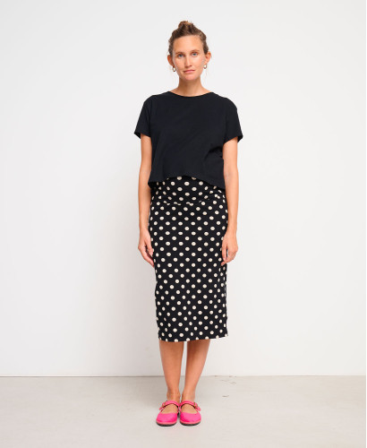 Jupe Grossesse Noir Pois Coton Bio Clara