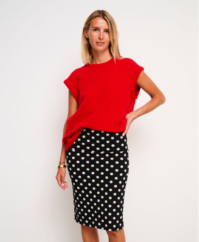 Jupe Grossesse Noir Pois Coton Bio Clara