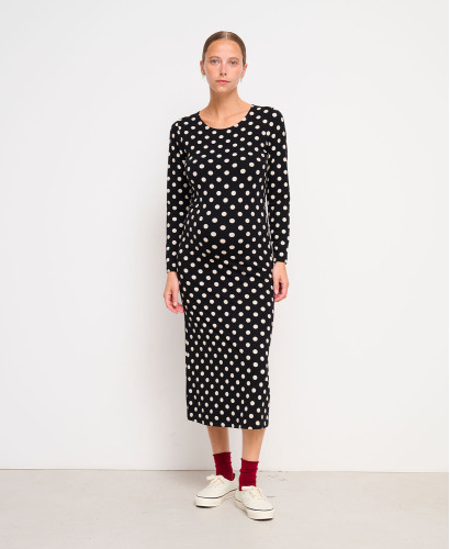 Maé Organic Cotton Roses Pregnant Dress l Elegant Maternity Dress -  Polka Dots 