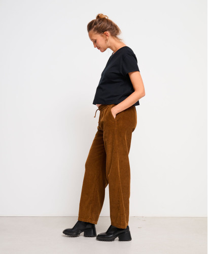 Pantalon Grossesse Velours Marron Axelle