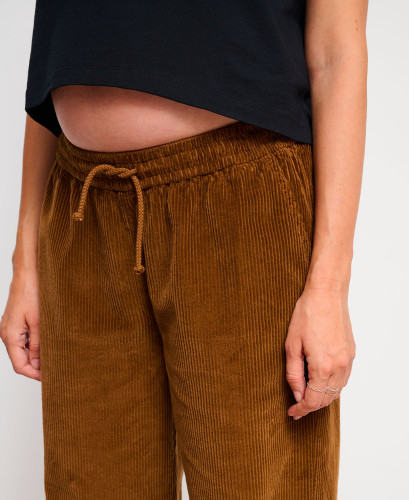Pantalon Grossesse Velours Marron Axelle