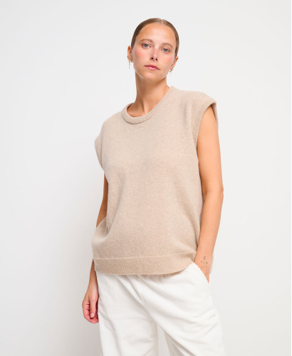 Milo ärmelloser Wollpullover Beige