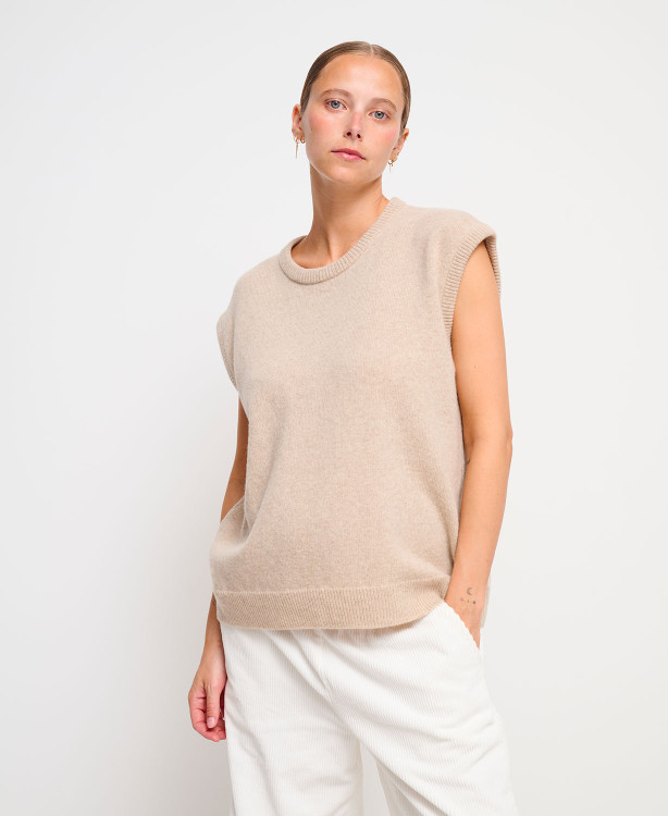 Milo ärmelloser Wollpullover Beige