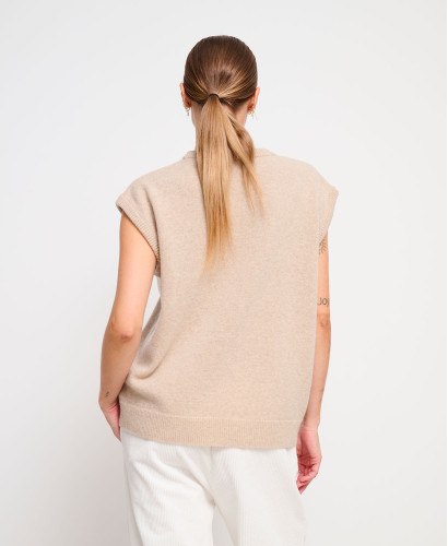 Milo ärmelloser Wollpullover Beige