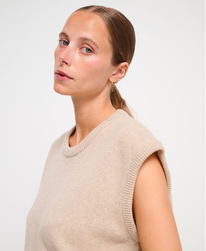 Milo ärmelloser Wollpullover Beige