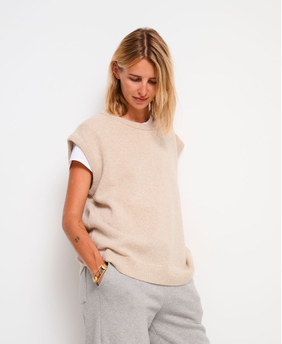 Milo ärmelloser Wollpullover Beige