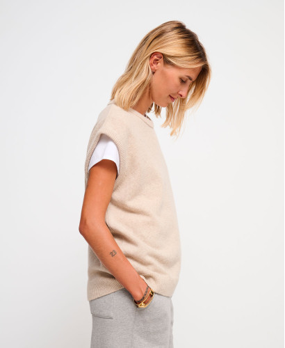 Milo ärmelloser Wollpullover Beige