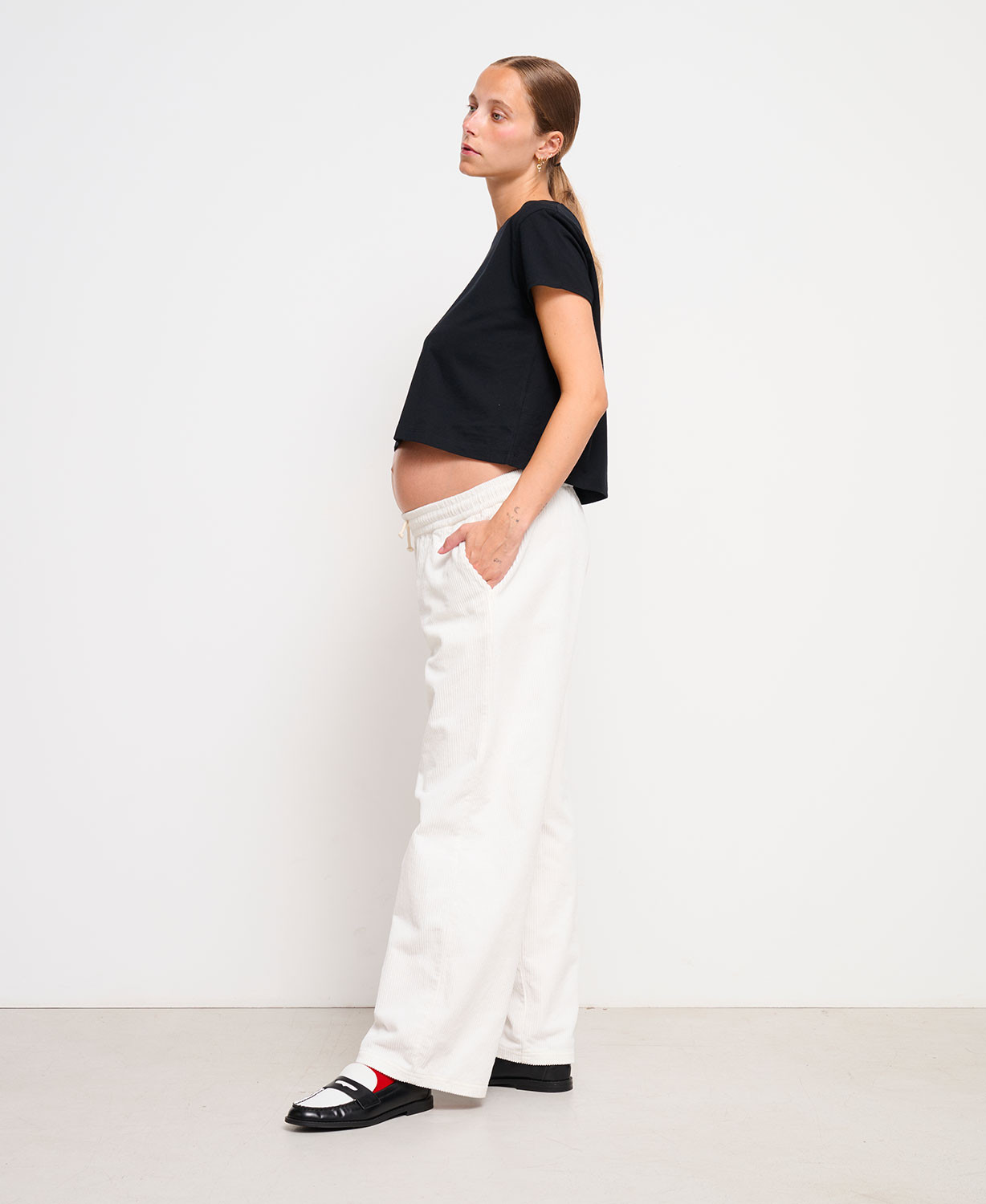 Maria Ecru Corduroy Maternity Pants