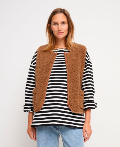 Brown Wool Alma Sleeveless Jacket