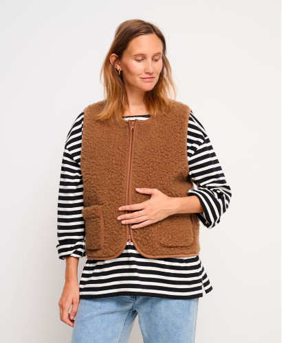 Brown Wool Alma Sleeveless Jacket