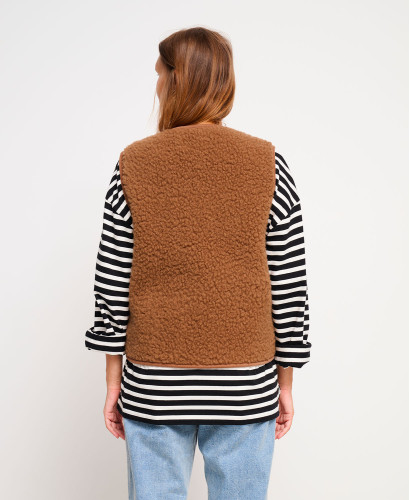 Brown Wool Alma Sleeveless Jacket
