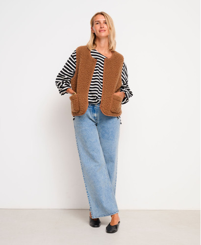 Brown Wool Alma Sleeveless Jacket